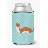 Caroline'S Treasures Weasel Blue Check Decorative Can Hugger, Multicolor