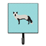 Caroline'S Treasures Silver Fox Blue Check Wall Hook, Small, Multicolor