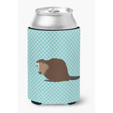 Caroline'S Treasures Eurasian Beaver Blue Check Decorative Can Hugger, Multicolor