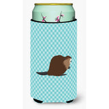 Caroline'S Treasures Eurasian Beaver Blue Check Decorative Can Hugger, Tall Boy, Multicolor