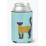 Caroline'S Treasures Yellow-Throated Marten Blue Check Decorative Can Hugger, Multicolor