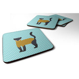 Caroline'S Treasures Yellow-Throated Marten Blue Check Decorative Coasters, 3.5, Multicolor