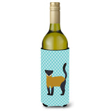 Caroline'S Treasures Yellow-Throated Marten Blue Check Decorative Bottle Hugger, 750 Ml, Multicolor