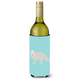 Caroline'S Treasures White Arctic Fox Blue Check Decorative Bottle Hugger, 750 Ml, Multicolor