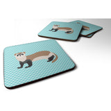 Caroline'S Treasures Ferret Blue Check Decorative Coasters, 3.5, Multicolor