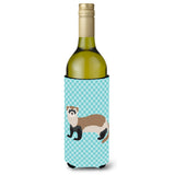 Caroline'S Treasures Ferret Blue Check Decorative Bottle Hugger, 750 Ml, Multicolor