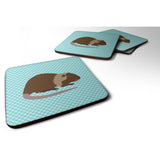 Caroline'S Treasures Coypu Nutria River Rat Blue Check Decorative Coasters, 3.5, Multicolor