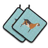 Caroline'S Treasures Anglo Nubian Goat Blue Check Decorated Pot Holder, 7.5 X 7.5
