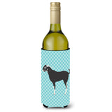 Caroline'S Treasures Black Bengal Goat Blue Check Decorative Bottle Hugger, 750 Ml, Multicolor