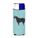 Caroline'S Treasures Black Bengal Goat Blue Check Decorative Can Hugger, Slim, Multicolor
