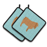 Caroline'S Treasures American Lamancha Goat Blue Check Decorated Pot Holder, 7.5 X 7.5
