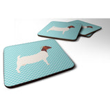Caroline'S Treasures Boer Goat Blue Check Decorative Coasters, 3.5, Multicolor
