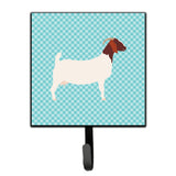 Caroline'S Treasures Boer Goat Blue Check Wall Hook, Small, Multicolor