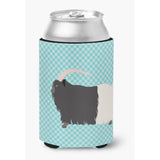 Caroline'S Treasures Welsh Black-Necked Goat Blue Check Decorative Can Hugger, Multicolor