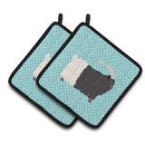 Caroline'S Treasures Welsh Black-Necked Goat Blue Check Decorated Pot Holder, 7.5 X 7.5