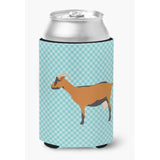 Caroline'S Treasures Oberhasli Goat Blue Check Decorative Can Hugger, Multicolor