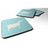 Caroline'S Treasures Saanen Goat Blue Check Decorative Coasters, 3.5, Multicolor