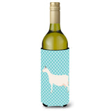 Caroline'S Treasures Saanen Goat Blue Check Decorative Bottle Hugger, 750 Ml, Multicolor