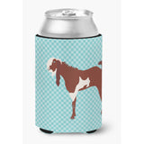 Caroline'S Treasures Jamnapari Goat Blue Check Decorative Can Hugger, Multicolor