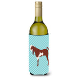 Caroline'S Treasures Jamnapari Goat Blue Check Decorative Bottle Hugger, 750 Ml, Multicolor