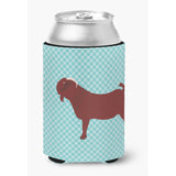 Caroline'S Treasures Kalahari Red Goat Blue Check Decorative Can Hugger, Multicolor