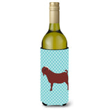 Caroline'S Treasures Kalahari Red Goat Blue Check Decorative Bottle Hugger, 750 Ml, Multicolor