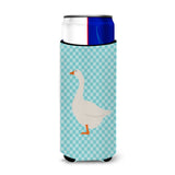 Caroline'S Treasures Embden Goose Blue Check Decorative Can Hugger, Slim, Multicolor