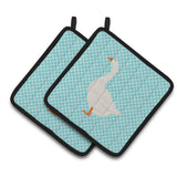 Caroline'S Treasures Embden Goose Blue Check Decorated Pot Holder, 7.5 X 7.5