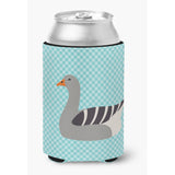 Caroline'S Treasures Pilgrim Goose Blue Check Decorative Can Hugger, Multicolor