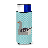 Caroline'S Treasures Pilgrim Goose Blue Check Decorative Can Hugger, Slim, Multicolor