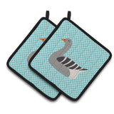 Caroline'S Treasures Pilgrim Goose Blue Check Decorated Pot Holder, 7.5 X 7.5