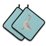 Caroline'S Treasures Steinbacher Goose Blue Check Decorated Pot Holder, 7.5 X 7.5