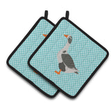 Caroline'S Treasures West Of England Goose Blue Check Decorated Pot Holder, 7.5 X 7.5