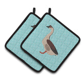 Caroline'S Treasures Chinese Goose Blue Check Decorated Pot Holder, 7.5 X 7.5