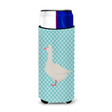 Caroline'S Treasures Roman Goose Blue Check Decorative Can Hugger, Slim, Multicolor