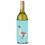 Caroline'S Treasures Buff Grey Back Goose Blue Check Decorative Bottle Hugger, 750 Ml, Multicolor