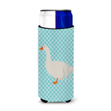 Caroline'S Treasures Sebastopol Goose Blue Check Decorative Can Hugger, Slim, Multicolor