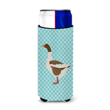 Caroline'S Treasures Pomeranian Rogener Goose Blue Check Decorative Can Hugger, Slim, Multicolor