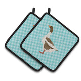Caroline'S Treasures Pomeranian Rogener Goose Blue Check Decorated Pot Holder, 7.5 X 7.5