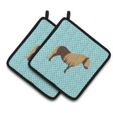 Caroline'S Treasures Shetland Pony Horse Blue Check Decorated Pot Holder, 7.5 X 7.5