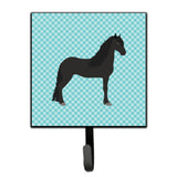 Caroline'S Treasures Friesian Horse Blue Check Wall Hook, Small, Multicolor