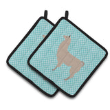 Caroline'S Treasures Llama Blue Check Decorated Pot Holder, 7.5 X 7.5