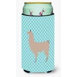 Caroline'S Treasures Llama Blue Check Decorative Can Hugger, Tall Boy, Multicolor