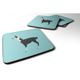 Caroline'S Treasures Llama Q' Ara Blue Check Decorative Coasters, 3.5, Multicolor