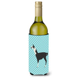 Caroline'S Treasures Llama Q' Ara Blue Check Decorative Bottle Hugger, 750 Ml, Multicolor
