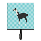 Caroline'S Treasures Llama Q' Ara Blue Check Wall Hook, Small, Multicolor