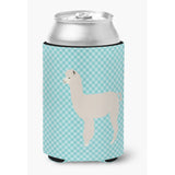 Caroline'S Treasures Alpaca Blue Check Decorative Can Hugger, Multicolor