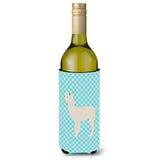 Caroline'S Treasures Alpaca Blue Check Decorative Bottle Hugger, 750 Ml, Multicolor