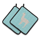 Caroline'S Treasures Alpaca Blue Check Decorated Pot Holder, 7.5 X 7.5
