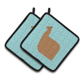 Caroline'S Treasures Alpaca Suri Blue Check Decorated Pot Holder, 7.5 X 7.5